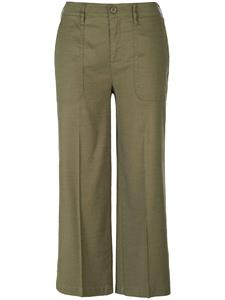 nydj Wide Leg Cropped Capri Trouser Groen Stretch Linnen | Avocado