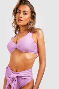 Boohoo Fuller Bust Wide Apex Knot Bikini Top, Purple