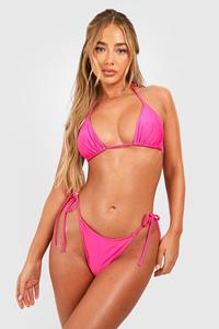 Boohoo Essentials Bikini Broekje Met Zijstrikjes, Bright Pink