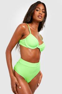 Boohoo Essentials High Waist Bikini Broekje, Bright Green