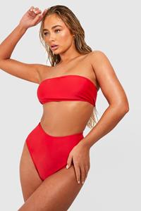 Boohoo Essentials High Waist Bikini Broekje, Red