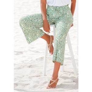Beachtime Culotte met bladprint en striklint, luchtige lichtgewicht zomerbroek (Met een bindceintuur)