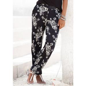 Lascana Strandbroek met subtiele bloemenprint, soepelvallende jersey broek, zomerbroek