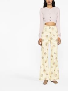 Jeans met bloemenprint - Geel