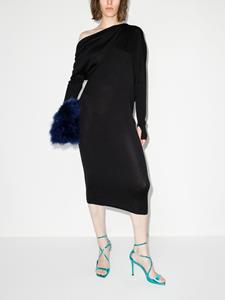Off-shoulder midi-jurk - Zwart
