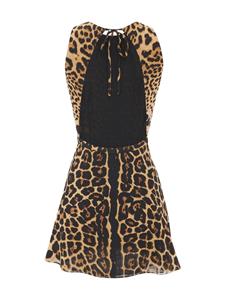 saintlaurent Saint Laurent Midi-jurk met luipaardprint - Bruin