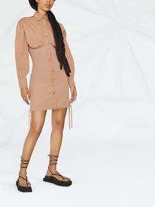 ANDREĀDAMO Geribbelde blousejurk - Beige