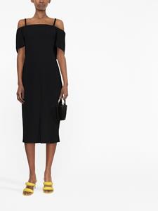victoriabeckham Victoria Beckham Off-shoulder midi-jurk - Zwart