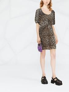 GANNI Mini-jurk met luipaardprint - Bruin