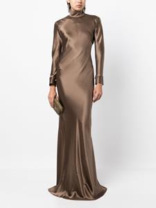 michellemason Michelle Mason Jurk met open rug - Bruin