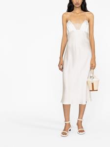 Talisa midi-jurk met bloemenkant - Wit