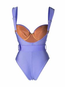 Noire Swimwear Badpak met ceintuur - Paars