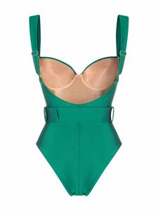 Noire Swimwear Badpak met riem - Groen