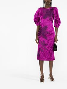 ERDEM Midi-jurk met pofmouwen - Paars