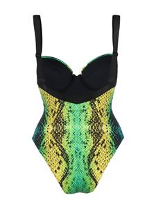 noireswimwear Noire Swimwear Badpak met slangenprint - Groen