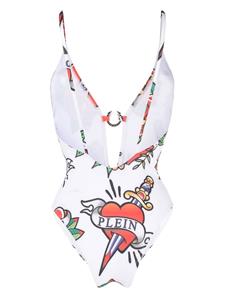philippplein Philipp Plein Badpak met grafische print - Wit