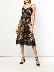 dolce&gabbana Dolce & Gabbana midi flared jurk met luipaarddessin - Bruin