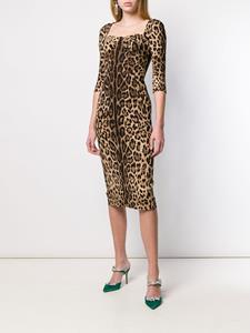 dolce&gabbana Dolce & Gabbana Getailleerde jurk met luipaarddessin - Bruin