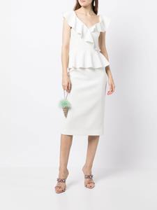 rebeccavallance Rebecca Vallance Midi-jurk met ruche afwerking - Wit