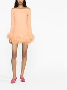 tallermarmo Taller Marmo Mini-jurk met veren afwerking - Oranje