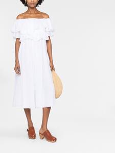 Off-shoulder midi-jurk - Wit