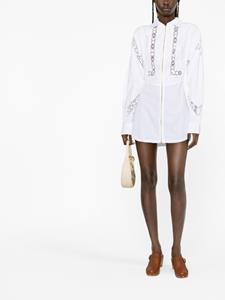 marineserre Marine Serre Household linnen blousejurk met afwerking van kant - Wit
