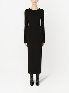 dolce&gabbana Dolce & Gabbana Midi-jurk met lange mouwen en logo-applicatie - Zwart