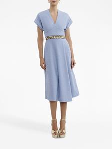 Carine tweed midi-jurk - Blauw