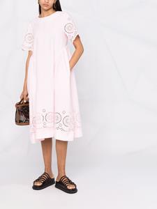 P.A.R.O.S.H. Broderie anglaise midi-jurk - Roze