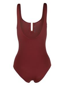 Badpak met diepe ronde hals - Bruin