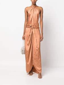 Satijnen midi-jurk - Beige