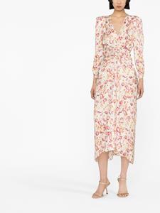 Midi-jurk met bloemenprint - Beige