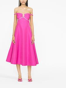 Self-Portrait Off-shoulder midi-jurk - Roze