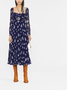 Self-Portrait Midi-jurk met print - Blauw