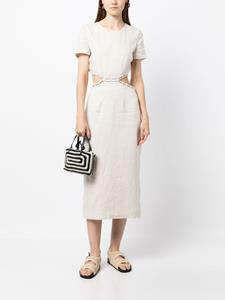 STAUD Linnen midi-jurk - Beige