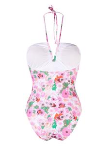 Badpak met bloemenprint - Roze