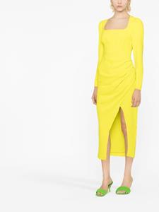 Self-Portrait Midi-jurk met ruches - Groen