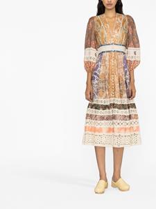 ZIMMERMANN Midi-jurk met print - Beige