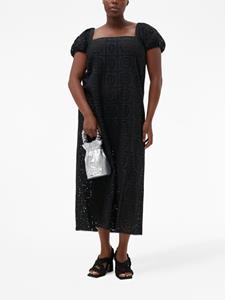 GANNI Broderie anglaise midi-jurk - Zwart