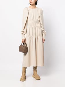 Goen.J Midi-jurk met ruche mouwen - Beige