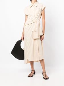 Goen.J Midi-jurk met gestrikte taille - Beige
