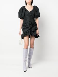 MSGM Wikkeljurk met pofmouwen - Zwart