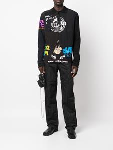 marineserre Marine Serre Poloshirt met print en lange mouwen - Zwart