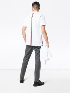 thombrowne Thom Browne Center-Back Stripe Relaxed Fit Short Sleeve Pique Polo - Wit