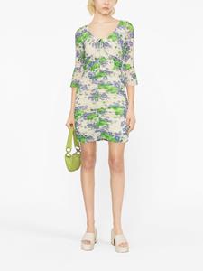 GANNI Mini-jurk met bloemenprint - Beige