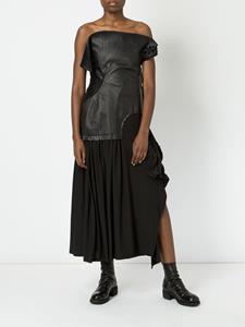 Yohji Yamamoto jurk van lamsleer en zijde - Zwart