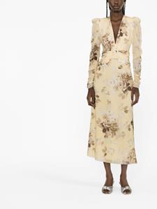 alessandrarich Alessandra Rich Midi-jurk met ceintuur - Beige