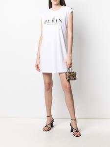 Philipp Plein T-shirtjurk met logoprint - Wit