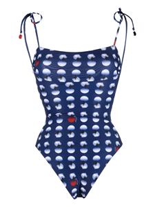 Kiton Badpak met stippen - Blauw