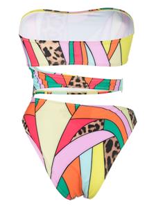 philippplein Philipp Plein Monokini met patchwork - Groen